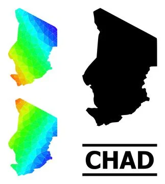 Lowpoly Spectral Colored Map of Chad with Diagonal Gradient イラスト素材