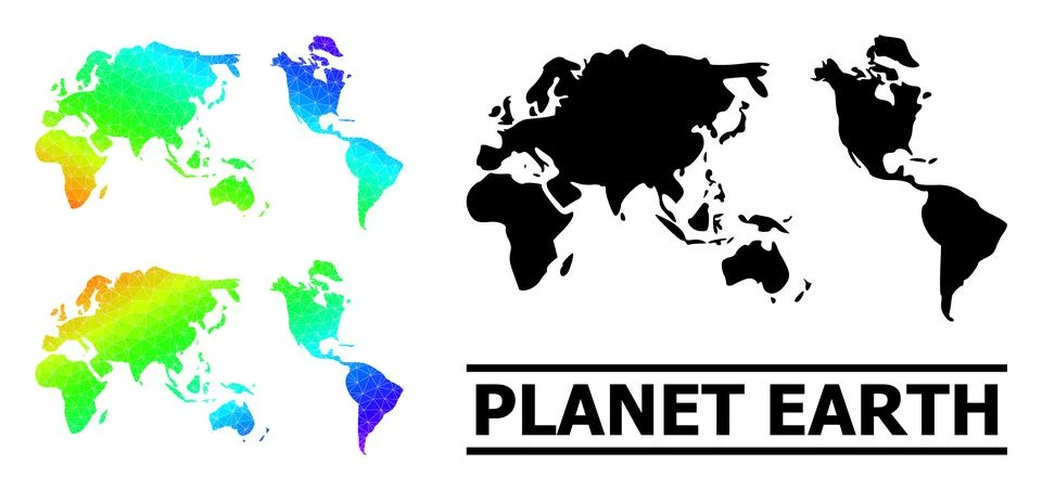Lowpoly Spectral Colored Map of Earth with Diagonal Gradient イラスト素材