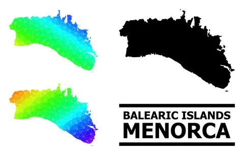 Lowpoly Spectral Colored Map of Menorca Island with Diagonal Gradient イラスト素材