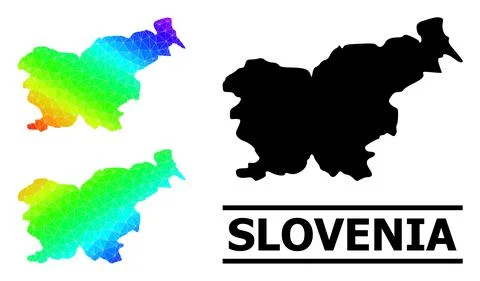 Lowpoly Spectral Colored Map of Slovenia with Diagonal Gradient イラスト素材