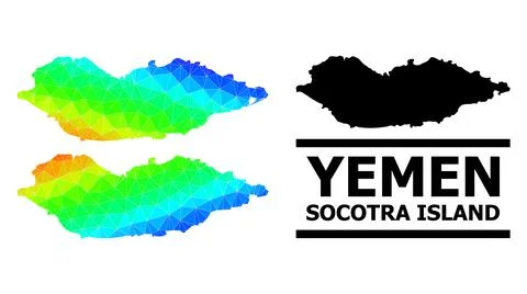Lowpoly Spectral Colored Map of Socotra Island with Diagonal Gradient イラスト素材