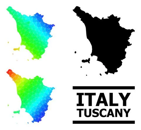 Lowpoly Spectral Colored Map of Tuscany Region with Diagonal Gradient イラスト素材