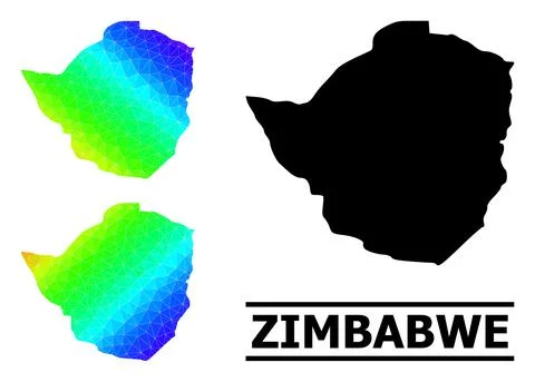 Lowpoly Spectral Colored Map of Zimbabwe with Diagonal Gradient イラスト素材