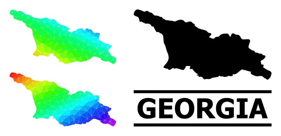 Lowpoly Spectrum Map of Georgia with Diagonal Gradient イラスト素材
