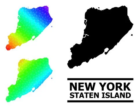 Lowpoly Spectrum Map of Staten Island with Diagonal Gradient イラスト素材