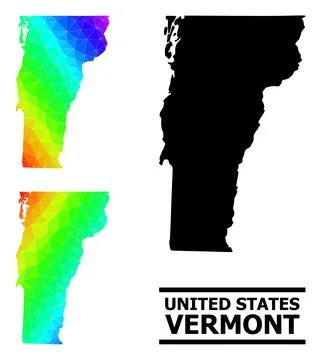 Lowpoly Spectrum Map of Vermont State with Diagonal Gradient イラスト素材