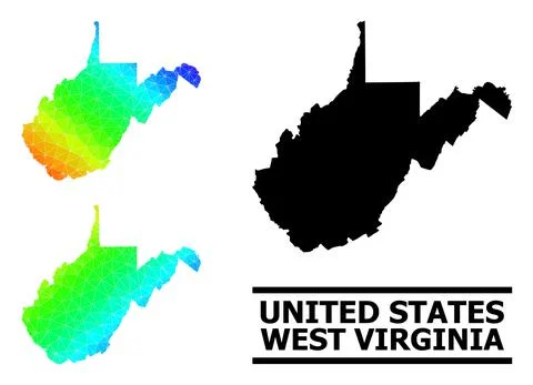 Lowpoly Spectrum Map of West Virginia State with Diagonal Gradient Illustrazione stock