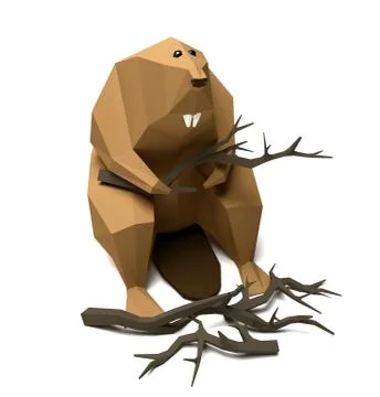 Lowpoly toothed beaver. Stock Illustration