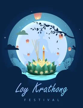 Loy krathong Illustrazione stock
