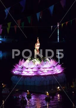 Loy Krathong tradition of Thailand Stock Photos