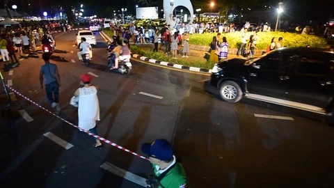 Loy Krathong Traffic at Saphan Hin Park, Phuket, Thailand Stock Footage 86201045