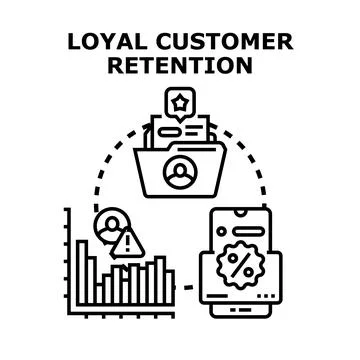 Loyal customer retention program improving business relationships 스톡 일러스트
