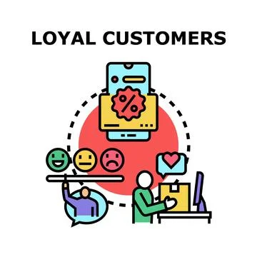 Loyal customers program offering customer satisfaction and feedback Illustrazione stock