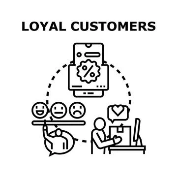 Loyal customers program offering customer satisfaction and feedback Stock Illustration