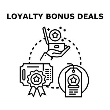 Loyalty bonus deals program receiving customer rewards Illustrazione stock