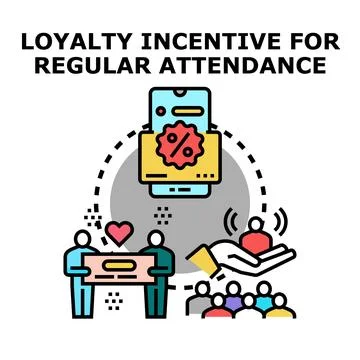 Loyalty incentive program offering regular attendance rewards Stock Illustration