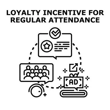 Loyalty incentive program rewarding regular attendance engaging customers 库存插图