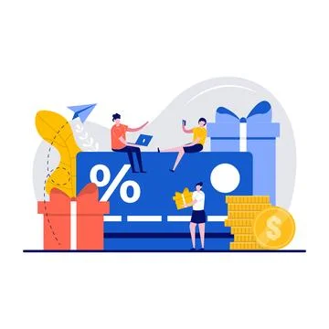 Loyalty marketing program and customer service concept with tiny character... Stock Illustration