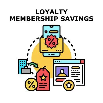 Loyalty membership savings program and customer benefits Stock Illustration