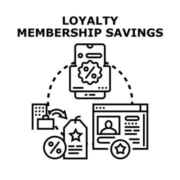 Loyalty membership savings program and customer benefits Stock Illustration