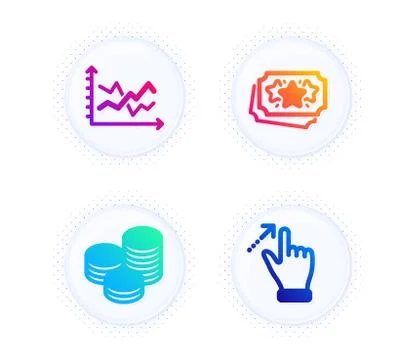 Loyalty points, Diagram chart and Tips icons set. Touchscreen gesture sign Illustrazione stock