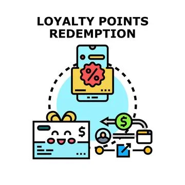 Loyalty points redemption program receiving customer rewards Stock Illustration