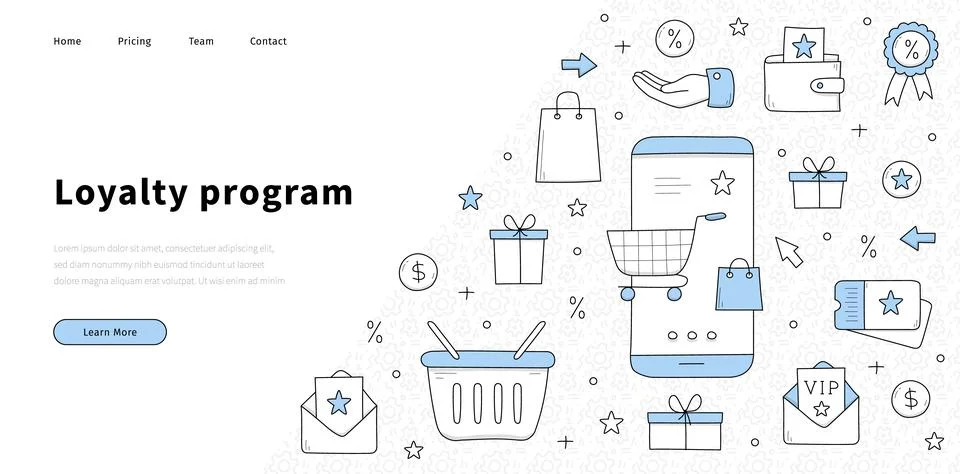Loyalty program banner with doodle illustration Stock Illustration