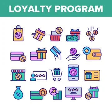 Loyalty Program Bonus Color Icons Set Vector Stockillustratie
