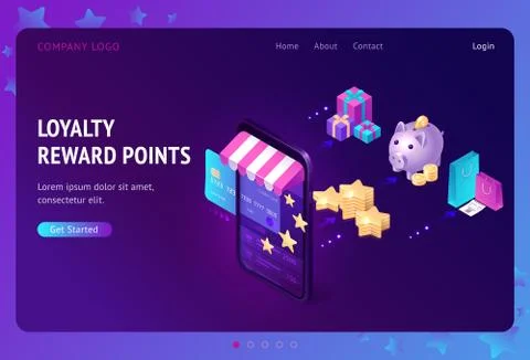Loyalty program with bonus points landing page Stock Illustration