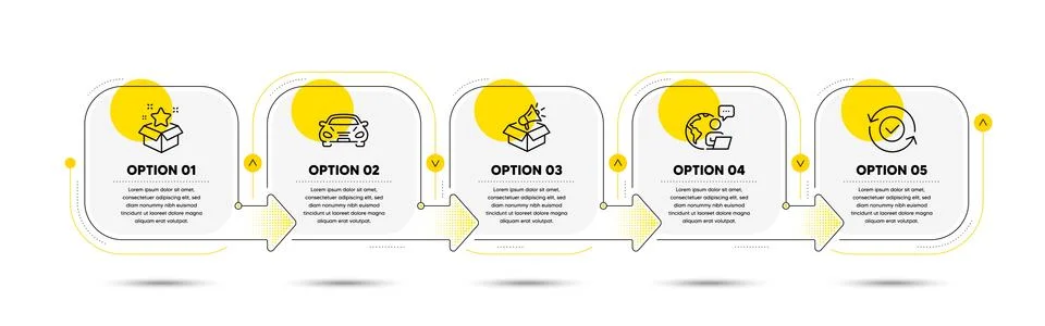 Loyalty program, Car and Security confirmed icons set. Megaphone box sign Illustrazione stock