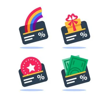 Loyalty program, cash back, gift card, earn points Stockillustratie