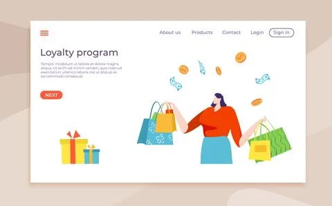 Loyalty program cash back purchase idea web application website banner, template イラスト素材