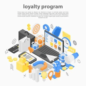 Loyalty program concept background, isometric style 스톡 일러스트