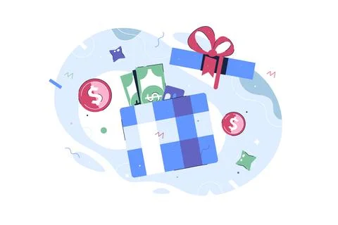 Loyalty program, customer gift card vector bonus illustration, Cash Back Stock Illustration