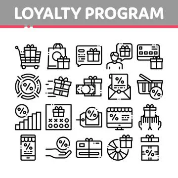 Loyalty Program For Customer Icons Set Vector Stock Illustration