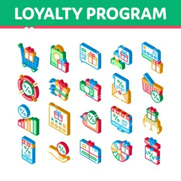 Loyalty Program For Customer Isometric Icons Set Vector Stock Illustration