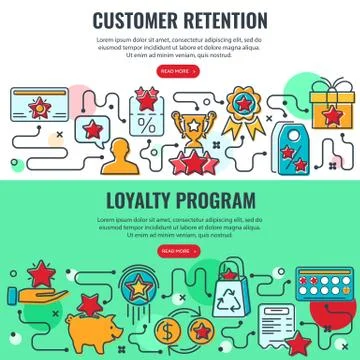 Loyalty Program Customer Retention Banners Stock Illustration