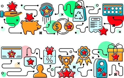 Loyalty Program Customer Retention Banners Stock Illustration