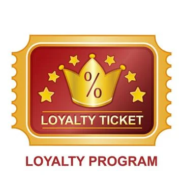 Loyalty program discount bonus ticket, client gift card, vip coupon with crown Stock Illustration