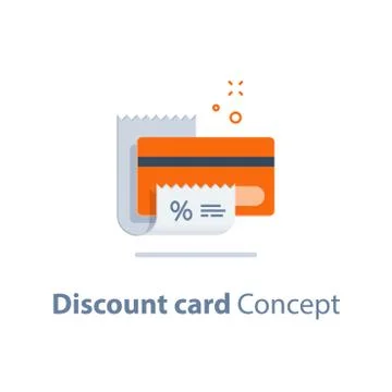 Loyalty program, discount card, till slip, credit card payment Stock Illustration