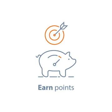 Loyalty program, earn points, piggy bank, pension savings, fund raising conce Illustrazione stock