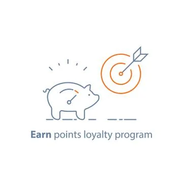 Loyalty program, earn points, piggy bank, pension savings, fund raising conce 스톡 일러스트