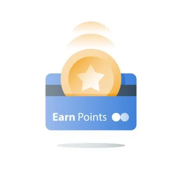Loyalty program, earn reward, bonus card, perks concept, vector flat icon Illustrazione stock