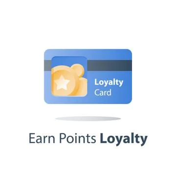 Loyalty program, earn reward, bonus card, perks concept, vector flat icon Illustrazione stock