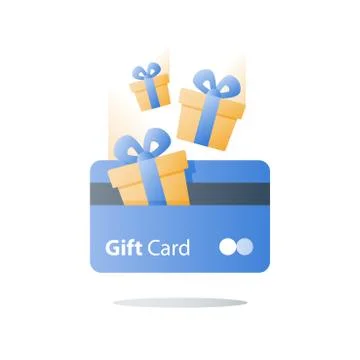Loyalty program, earn reward, gift card, perks concept, vector flat icon Illustrazione stock