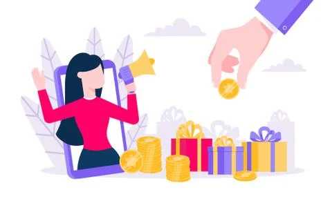 Loyalty program flat style design vector illustration concept. Illustrazione stock