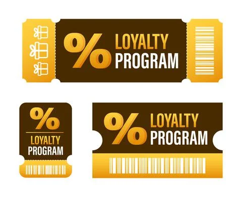 Loyalty program in flat style. Discount coupon. 3d coupon reward. Discount Stock Illustration