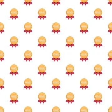 Loyalty program gold medal badge pattern repeating Stock Illustration