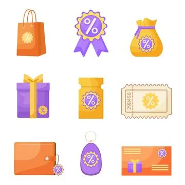 Loyalty program icons set cartoon vector. Earn reward Stock Illustration