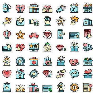 Loyalty program icons vector flat Stock Illustration